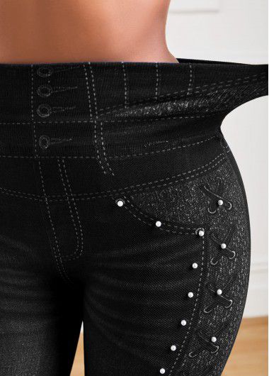 Modlily Black High Waisted Ankle Length Elastic Waist Leggings - M