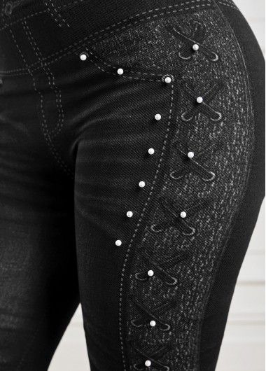 Modlily Black High Waisted Ankle Length Elastic Waist Leggings - M