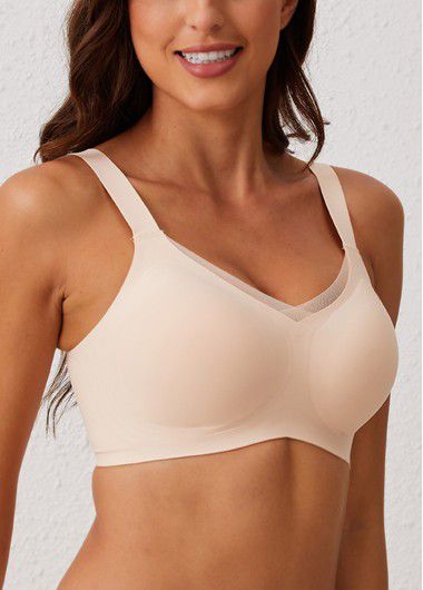 Modlily Sexy Babydoll Lingerie Chemises Skin Color V Neck Detail Bra - 3XL