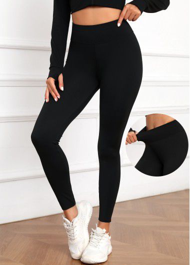 Modlily Black High Waisted Ankle Length Elastic Waist Leggings - 2XL
