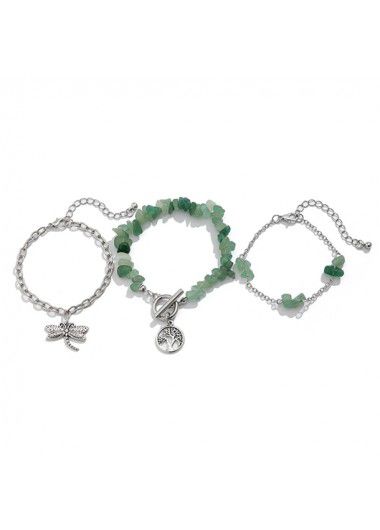 Modlily Light Green Alloy Dragonfly Bracelets Set - One Size