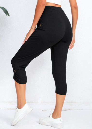 Modlily Black High Waisted Capri Elastic Waist Leggings - M