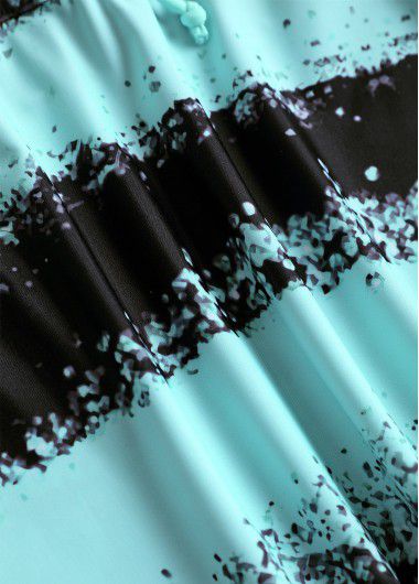 Modlily Lace Up Striped Mint Green Tankini Set - XXL