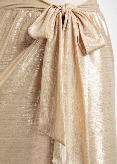 Modlily Bowknot Design Hot Stamping Champagne Sarong - XL