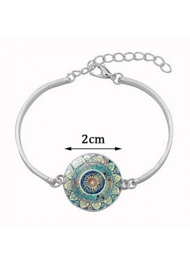 Modlily Turquoise Round Alloy Necklace and Bracelet Set - One Size