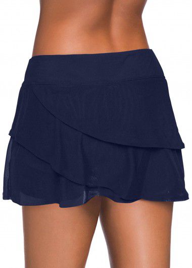 Modlily Plus Size Mid Waisted Navy Swim Skirt - 2X