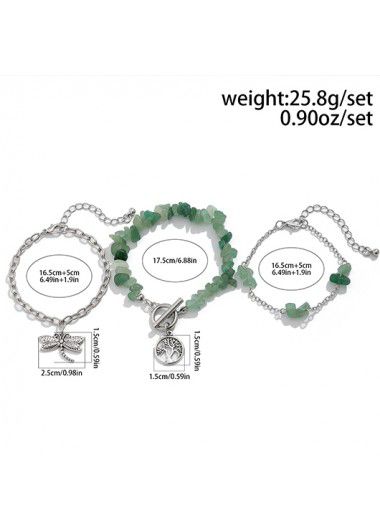 Modlily Light Green Alloy Dragonfly Bracelets Set - One Size