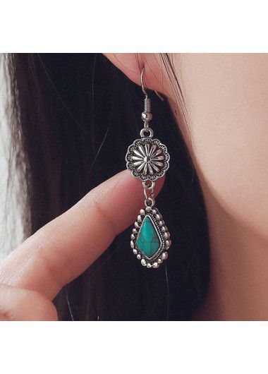 Modlily Mint Green Geometric Turquoise Alloy Earrings - One Size