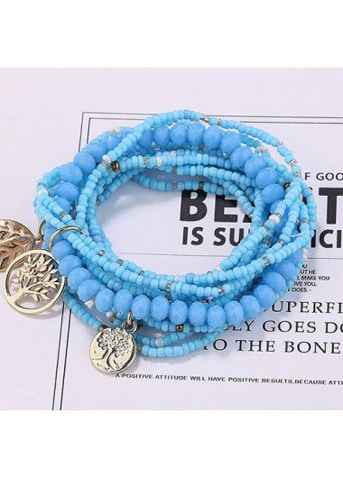 Modlily Bohemian Neon Blue Round Layered Bracelet - One Size