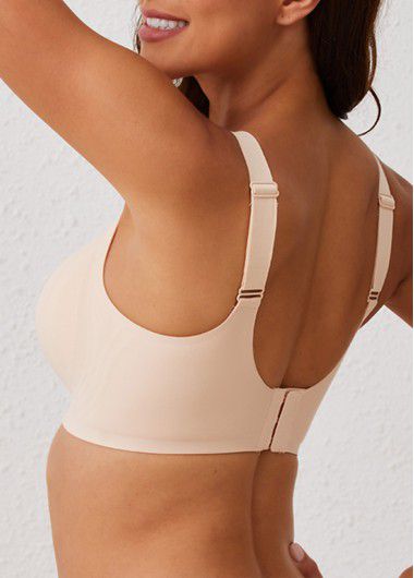 Modlily Sexy Babydoll Lingerie Chemises Skin Color V Neck Detail Bra - M