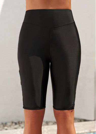 Modlily Black Skinny Elastic Waist High Waisted Shorts - L