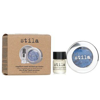 StilaMagnificent Metals Foil Finish Eye Shadow With Mini Stay All Day Liquid Eye Primer - Metallic Cobalt 2pcs