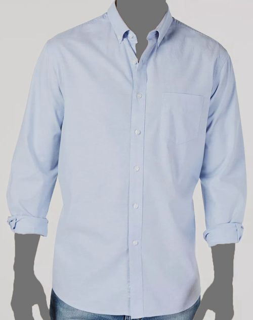 $60 Club Room Men's Blue Stretch Long-Sleeve Pocket Oxford Cotton Shirt Size XXL