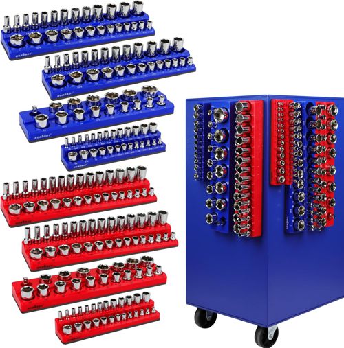 8-Piece Magnetic Socket Organizer Set, Magnetic Socket Holder, 1/4", 3/8", 1/2" 