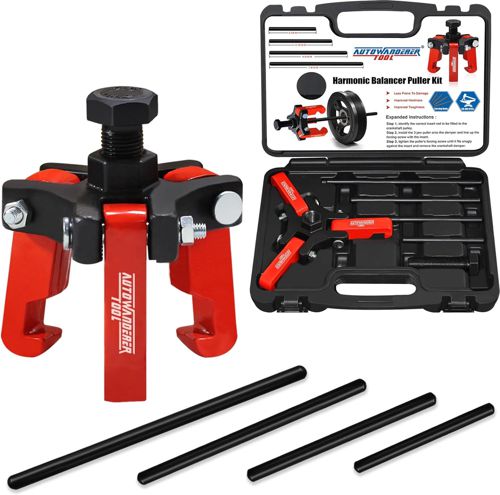 Harmonic Balancer Puller with Adjustable 3-Jaw Puller Kit, Forcing Screw Fits a