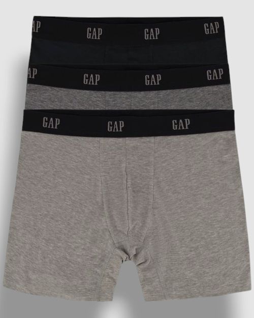 GAP Men's Gray Underwear 3-Pack Contour Pouch 5" Logo Boxer Briefs Size XL