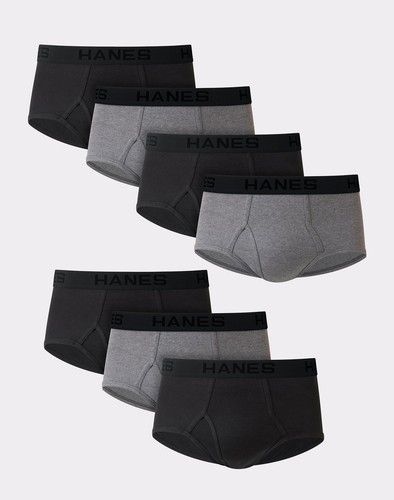 Hanes Brief 7 Pack Ultimate Men TAGLESS No Ride Up Comfort Flex Waist Black/Grey