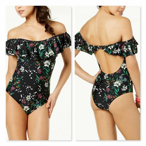 Raisins Juniors' Stars And Bloom Off-The-Shoulder Cheeky One-Piece Swimsuit M