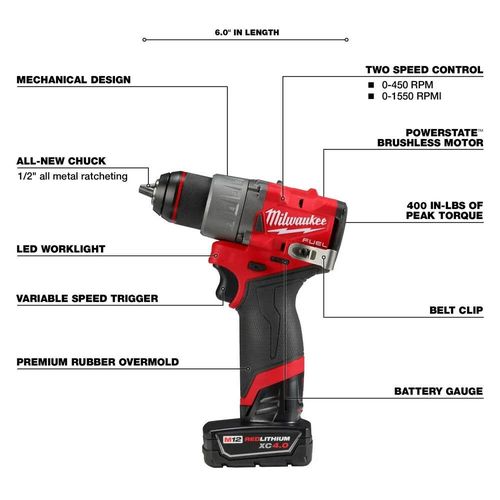 Milwaukee M12 Fuel 1/2Inch Drill/driver Kit