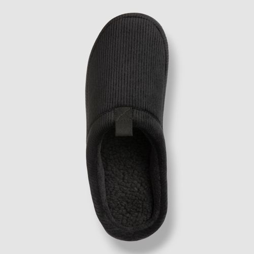 Isotoner Signature Men's Black Corduroy Hoodback Memory-Foam Slippers 9.5-10.5