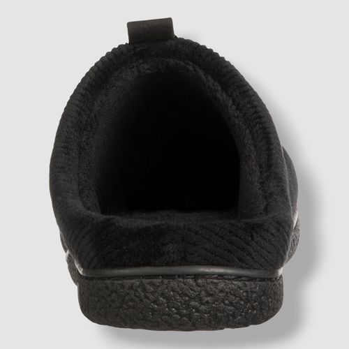 Isotoner Signature Men's Black Corduroy Hoodback Memory-Foam Slippers 9.5-10.5