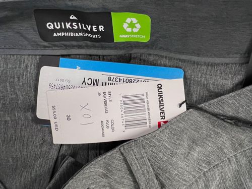$55 Quiksilver Men's Gray Union Heather Amphibian 20" Shorts Size W30/L20