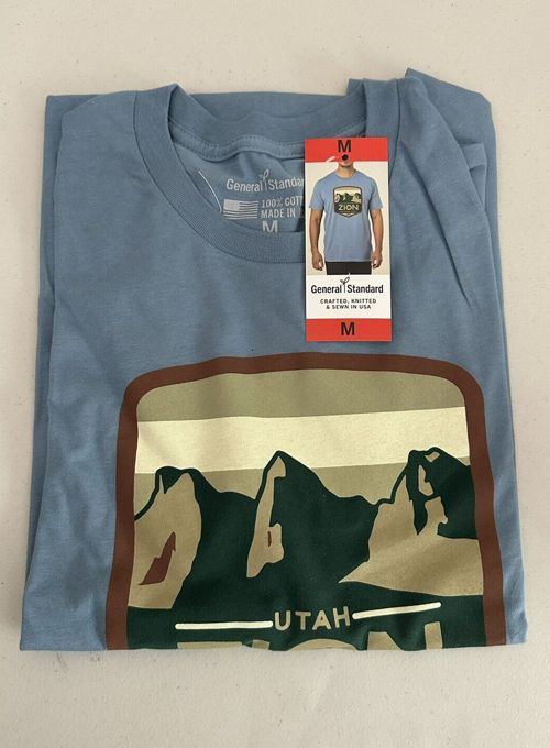 GENERAL STANDARD Men's Graphic T-Shirt Tee Zion National Park Utah US, Blue, M