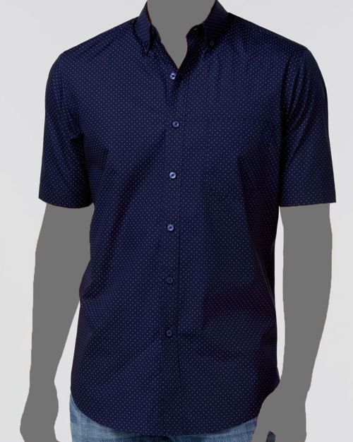 $45 Club Room Men's Classic-Fit Blue Dot Short-Sleeve Button-Up Shirt Size L