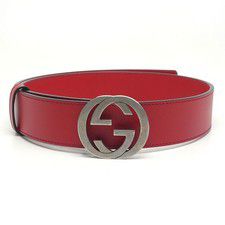 GUCCI BELT 546389 INTERLOCKING G LOGO BUCKLE RED LEATHER NEW sz 90 / 36
