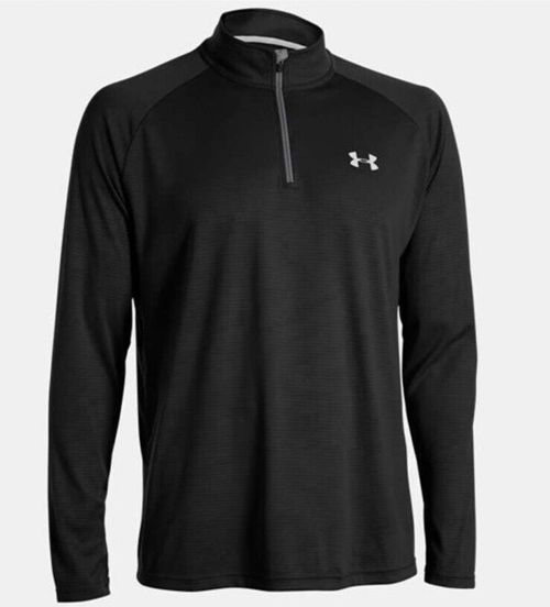 Men UA Under Armour Tech Quarter-Zip Pullover Black 1242220-003 Size Small