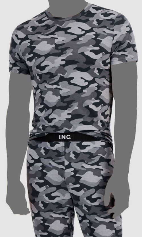 $30 INC Men's Black Camo Short-Sleeve Crewneck Stretch Pajama Top Size Large