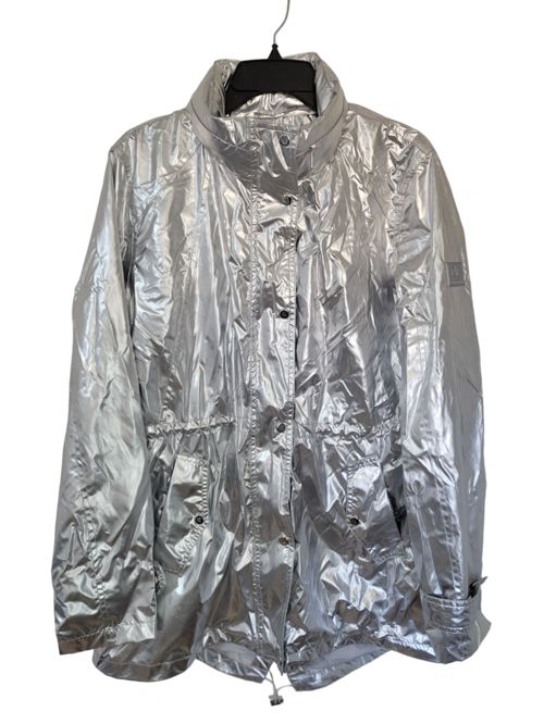 NWOT Ralph Lauren Women's Size L Silver Metallic Taffeta Hooded Jacket
