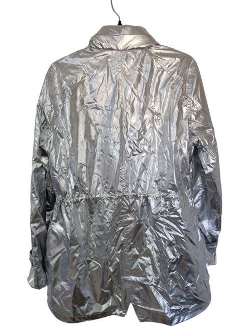 NWOT Ralph Lauren Women's Size L Silver Metallic Taffeta Hooded Jacket