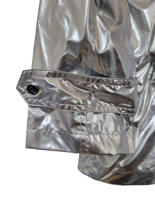NWOT Ralph Lauren Women's Size L Silver Metallic Taffeta Hooded Jacket