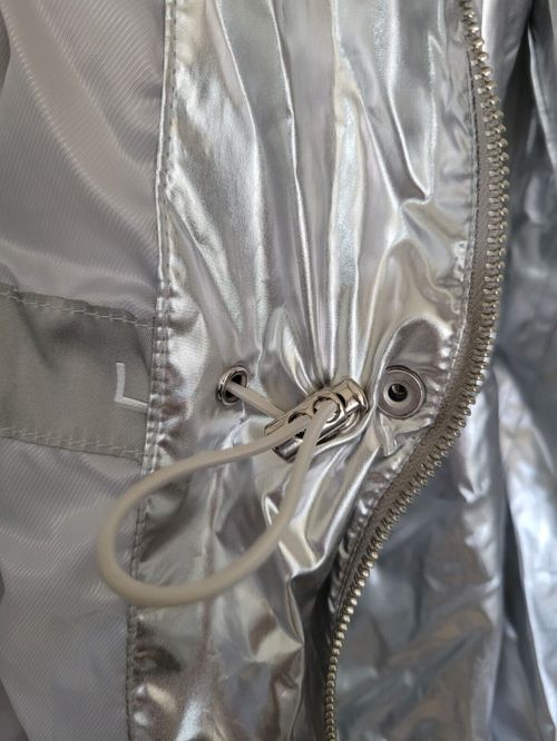 NWOT Ralph Lauren Women's Size L Silver Metallic Taffeta Hooded Jacket