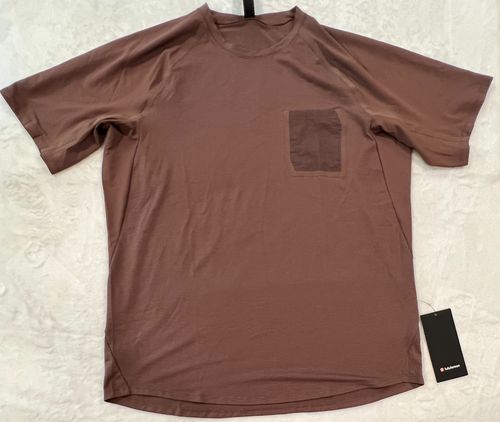 LULULEMON Ventilated Hiking Short Sleeve Shirt Top Dark Oxide Brown XL