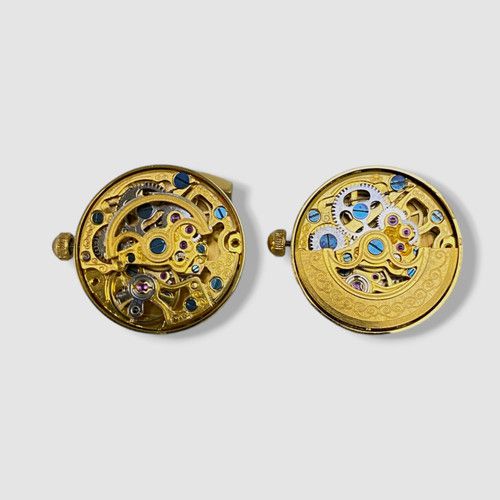 $298 Ox & Bull Men's Gold Kinetic Watch Movement Cufflinks