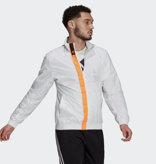 Men Adidas White Sportswear Grid Pattern Woven Track Jacket/Top White GM3853