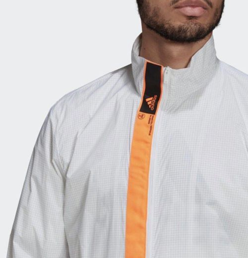 Men Adidas White Sportswear Grid Pattern Woven Track Jacket/Top White GM3853