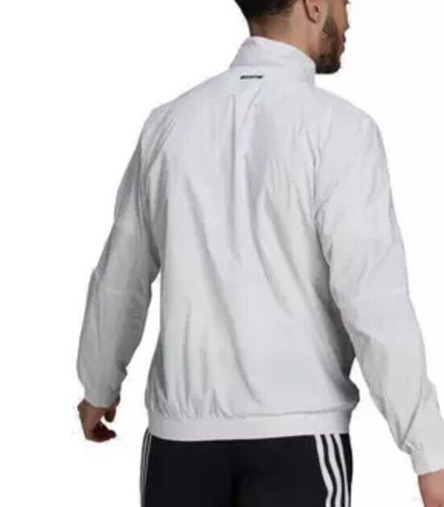 Men Adidas White Sportswear Grid Pattern Woven Track Jacket/Top White GM3853