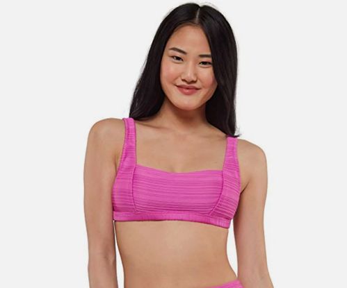 Jessica Simpson Magenta Tie Back Spring Swim Top, Fuschia, Sz S