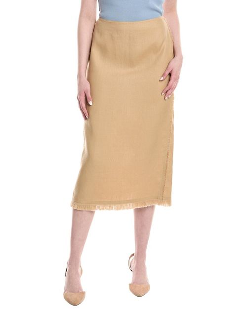 Lafayette 148 New York Fringe Linen Pencil Skirt Women's  4