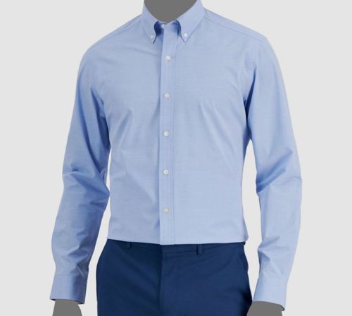 $60 Club Room Men's Blue Slim-Fit Stretch Long-Sleeve Dress Shirt Size 18-18.5