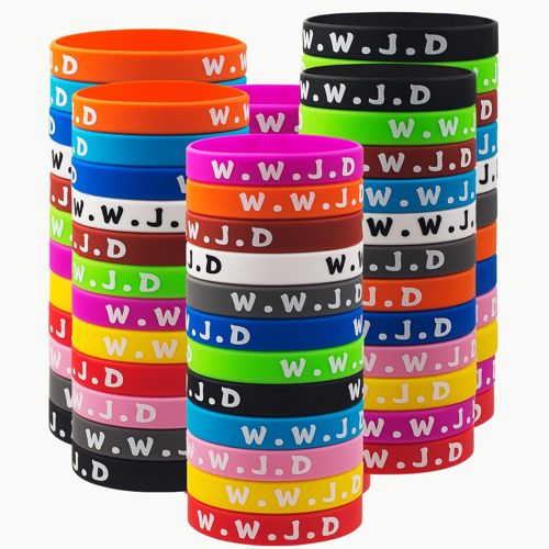 WWJD Rubber Bracelets Colorful What Would Jesus Do Silicone Wristbands for Men W