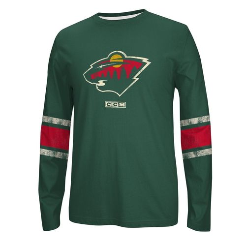 [L85913] New Men's REEBOK NHL Minnesota Wilds CCM Long Sleeve Crew - MSRP $50