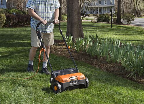 WG850 Worx 12 Amp 14" Electric Dethatcher with collection bag-OB