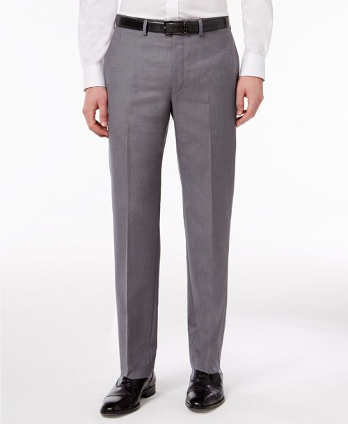 $199 Calvin Klein Men'S Gray Slim Fit Flat Front Dress Pants 38 W 32 L