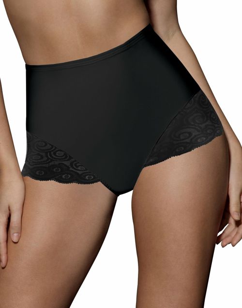 Bali 2 Pack Shapewear Lace Leg Brief Firm Control Panties Shaper Microfiber X054