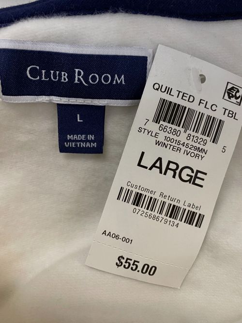 $55 Club Room Men's White Shawl Collar Sprilite Fleece Sweater Size Large