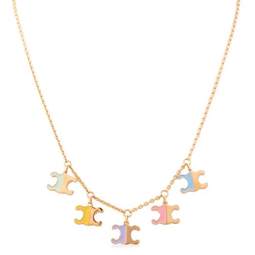 Celine Multicolor Logo Charm Necklace